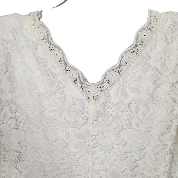 Love Chesley Size 3XL Dress Lace Midi Full Hem V-neck Sleeveless Romantic White - Picture 8 of 11